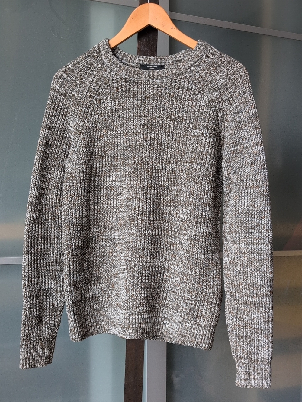 Jack & Jones Marled Crewneck Sweater - Gray and White